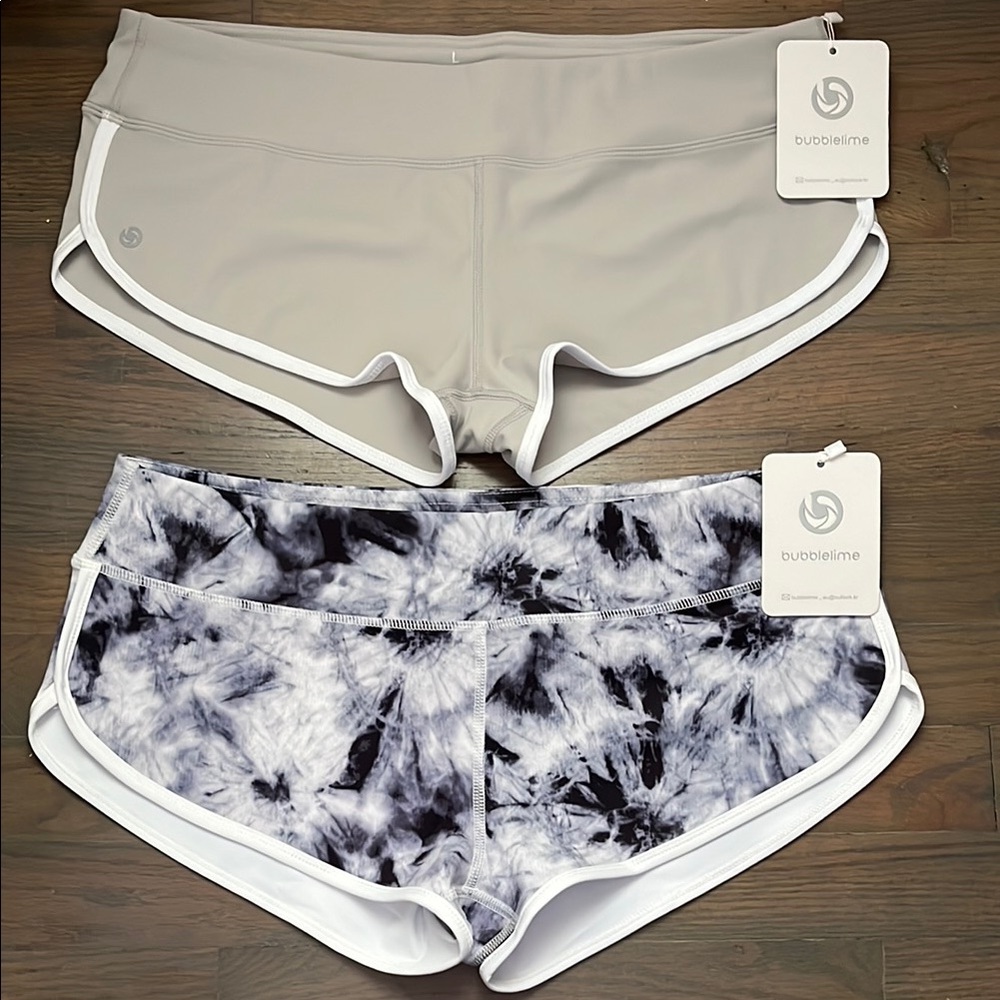 NWT Women's Athletic Shorts - Gray and Black Tie-Dye Size Large